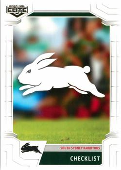 2020 NRL Elite #100 South Sydney Rabbitohs Checklist Front